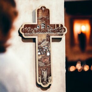 Engraved Jesus Story on Wooden Cross for Christmas...