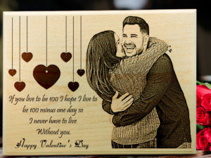 Valentines Day Gift Engraved Maple Personalized Plaque for Girlfriend (12×9 inches)