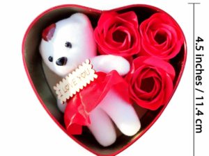 Valentine Unique Gift Combo of Custom Photo Frame and Teddy Box for Married Couple