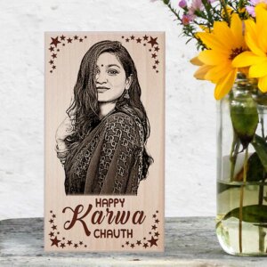 Karwachauth Personalized Engraved Wooden Photo Fra...