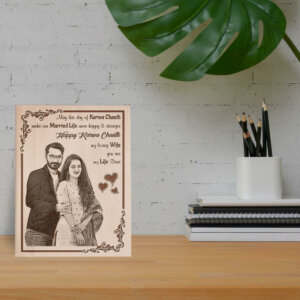 Customized Engraved Wooden Photo Frame Karwachauth...