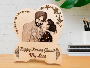 Personalized Engraved Wood Photo Frame Karwachauth...