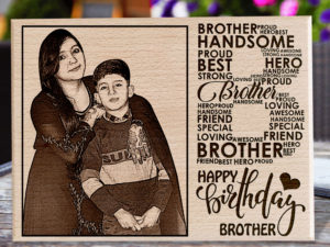 Personalized Engraved Wooden Frame with Photo Gift For Best Bhai