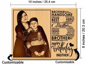 Personalized Engraved Wooden Frame with Photo Gift For Best Bhai