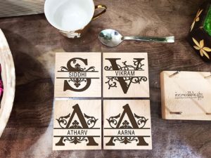 Personalized Engraved Name Wooden Tea Cup Coasters...