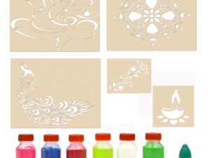 Diwali Rangoli Stencils Different Deisgns Patterns with 6 Attractive Colors (Set of 5)