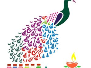 Peacock Diya Rangoli Stencils (Set of 2 Stencil, 6...