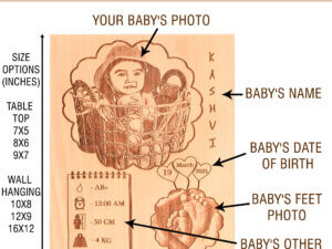 Personalized Engraved Wooden Photo Frame For New B...