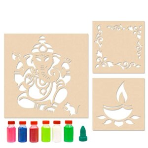 Ganesha with Corner – Rangoli Stencil Combo ...