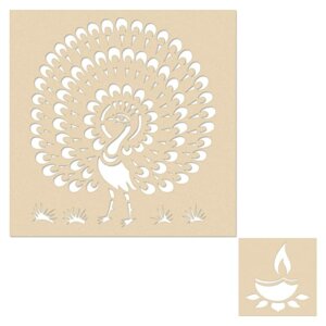 Peacock Rangoli Design – Wood Rangoli Stenci...