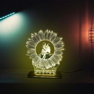 Personalized Flower LED Photo Frame with Wood Ligh...