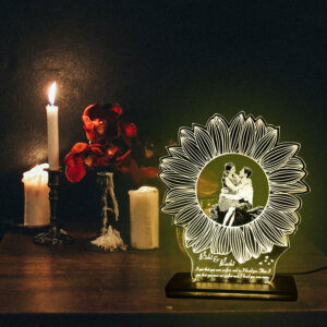 Personalized Flower LED Photo Frame with Wood Ligh...
