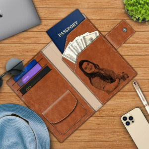 Personalized Tan Passport Holder For Man And Woman...