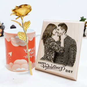 Vday Gift Combo Wood Frame & 24K Gold Plated ...