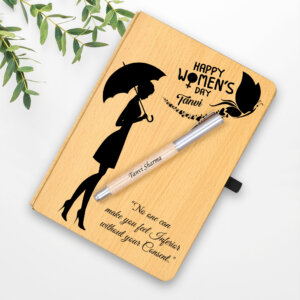 Personalized Wood Diary With Wooden Pen Gift For W...