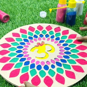 Reusable Wooden Om Rangoli Stencil for floor with ...
