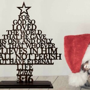 Wooden Christmas Tree With Bible Verse For Christm...