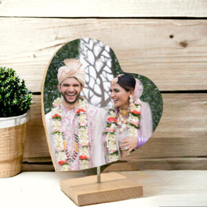Customized Wooden Double Side Couple Heart Photo F...