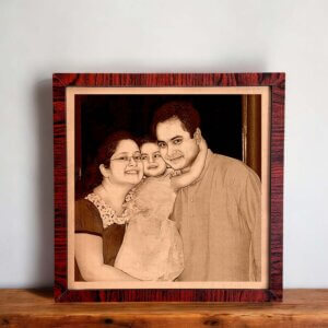 Custom Engraved Wooden Photo Painting for Family