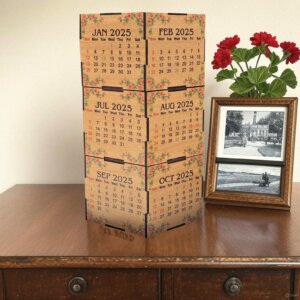 Elegant Wooden Calendar Cube Set of 3